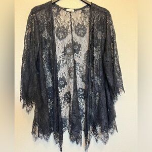 Paper + Tee Black Lace Crochet Cardigan Size 3X